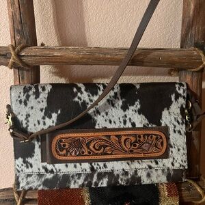 American Darling Black and White Cowhide Crossbody Bag